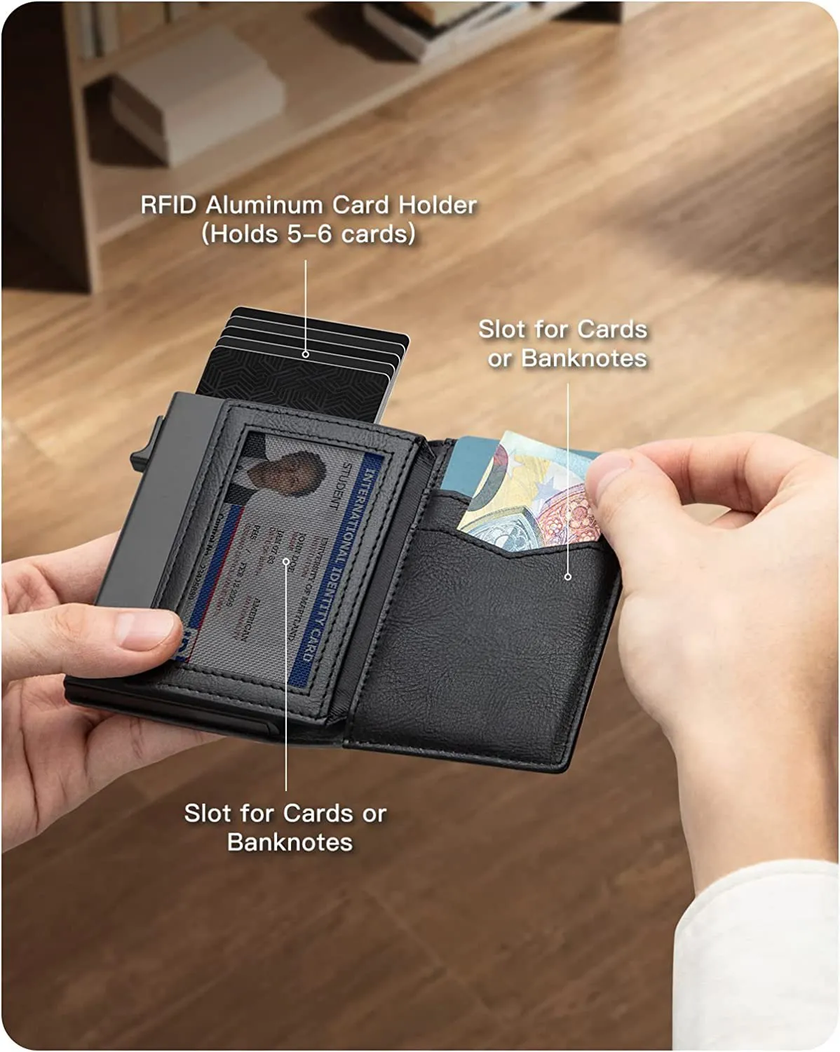 Men's Slim RFID Wallet - Purple Dragon Pop Up Card Holder With Cash Slot