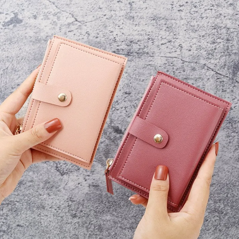 DHgate Womens PU Leather Compact Zip Wallet Stylish Mini Purse with Card Slots and Coin Pocket Bags Luggage Accessories