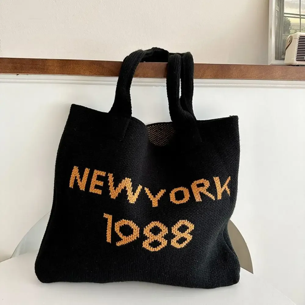 ◆KINDERSALMON◆ Handmade Knitted Tote Black DHgate.com:Handmade Knit Tote Bag - Casual Woven Shoulder
