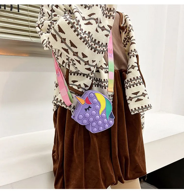 Adorable Animal Silica Gel Kids Crossbody Bag Colorful Mini Shoulder Bag for Boys and Girls