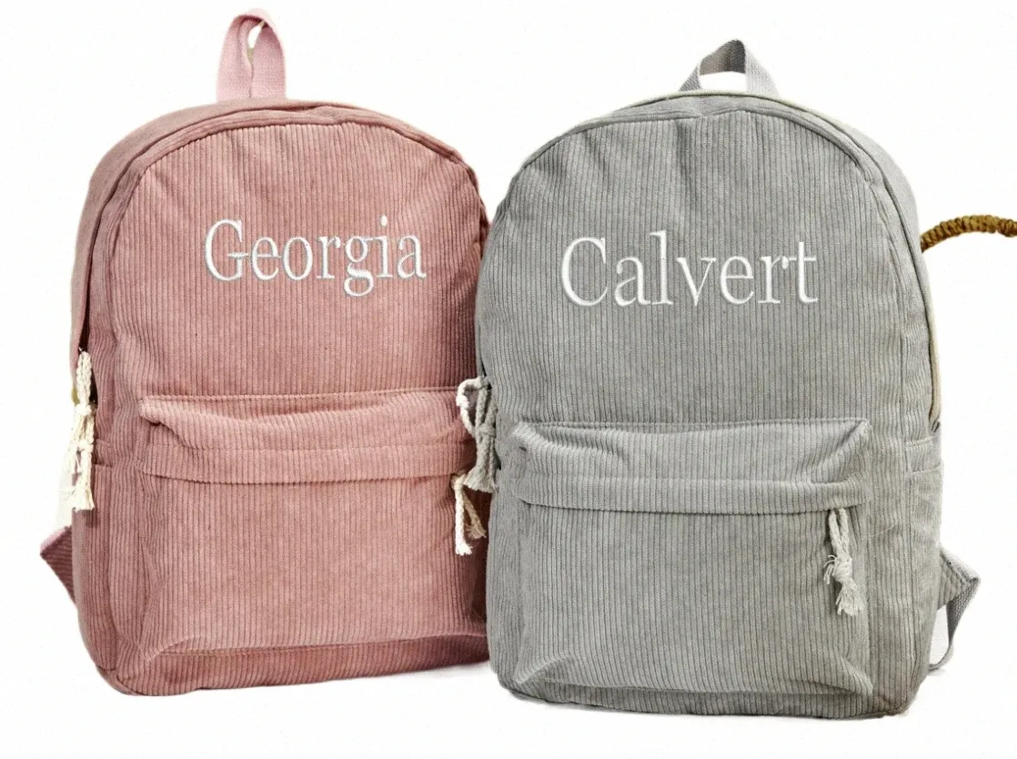 Personalized Embroidered Corduroy Backpack for Kids and Toddlers, Custom Name K4oK#, Back to School, College, School Bag Personalized Embroidered Corduroy Backpack for Kids and Toddlers, Custom Name K4oK#, Back to School, College, School Bag