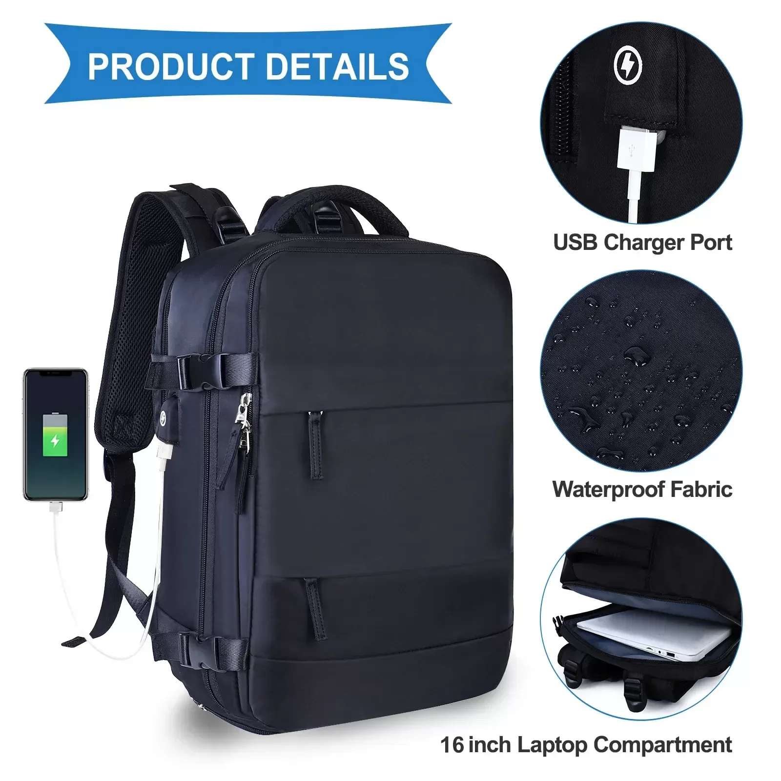 Travel Laptop Backpacks 16inch Waterproof Carry On Daypack With USB Charging Shoe Bag From Chicsatchel 40.27 DHgate.Com
