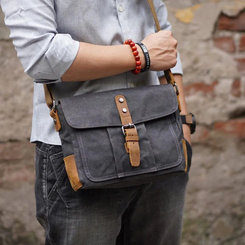 Men's canvas crossbody shoulder bag hot sale