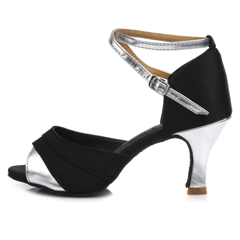 HROYL Dance For Girls Ladies Womens Ballroom Tango Salsa Dancing Latin Medium Heels Practice Training Shoes 240617_vogvips.com