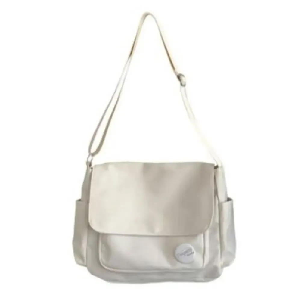 Solid Nylon School Shoulder Bag with Large Capacity for Men