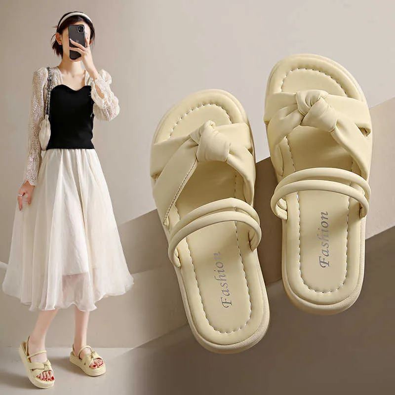 Fairy Style Sandals Korean Fashion Sandals with Bow and Thick Sole Summer 2024
