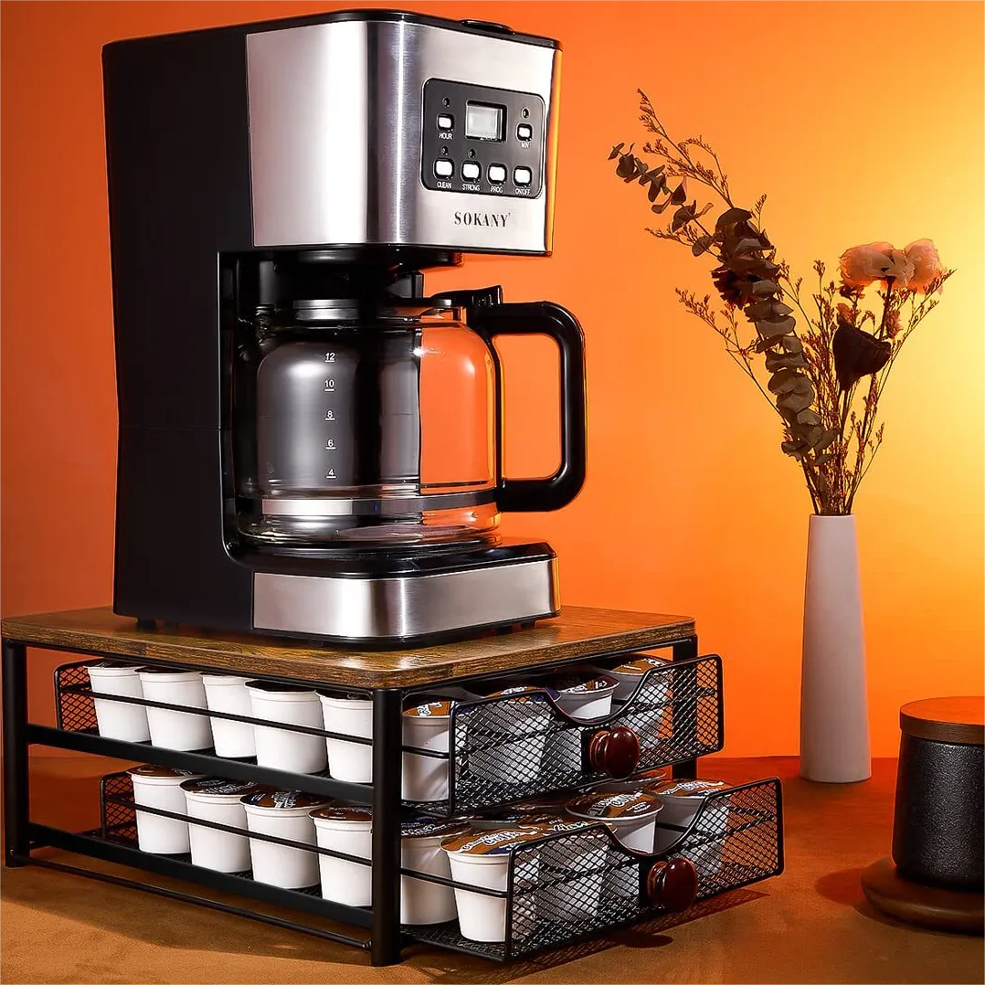 Guolich Retro Coffee Basket Pod Holder - Iron Storage Organizer For Nespresso Capsules, Black