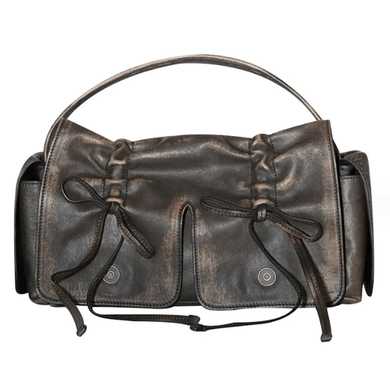 ショルダーバッグ HUECLOSET Pocket Vintage Leather Shoulder Bag 25KERO243 DHgate.com:Retro Style Womens Shoulder Bag - Multi-Pocket