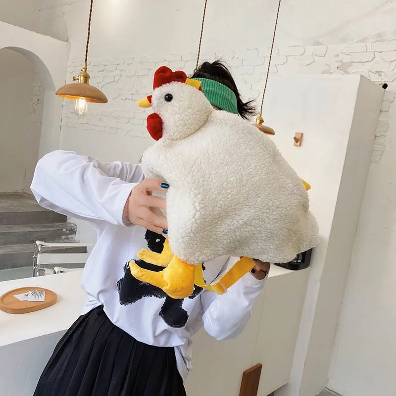 DHgate 2024Fluffy Plush Chicken Purse Crossbody Bag for Women Soft Fleece Shoulder Handbag with Zipper Bags Luggage Accessories