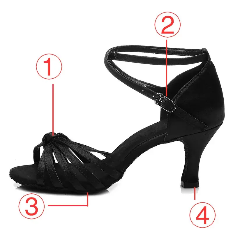 HROYL Dance For Girls Ladies Womens Ballroom Tango Salsa Dancing Latin Medium Heels Practice Training Shoes 240617_vogvips.com