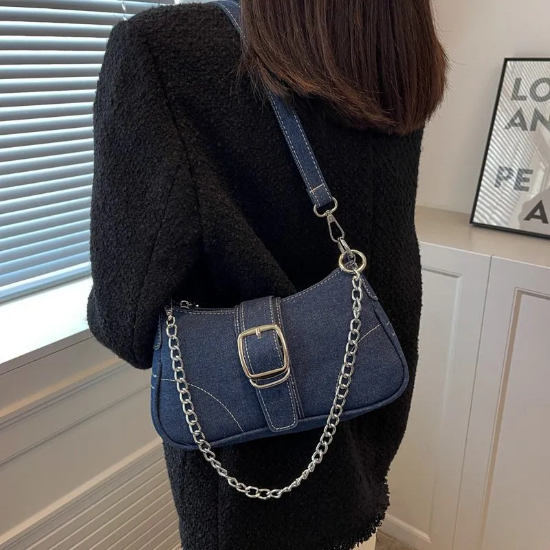 Trendy Denim Chain Shoulder Bag - Fashion Underarm Bag for Trendy Denim Chain Shoulder Bag - Fashion Underarm Bag for