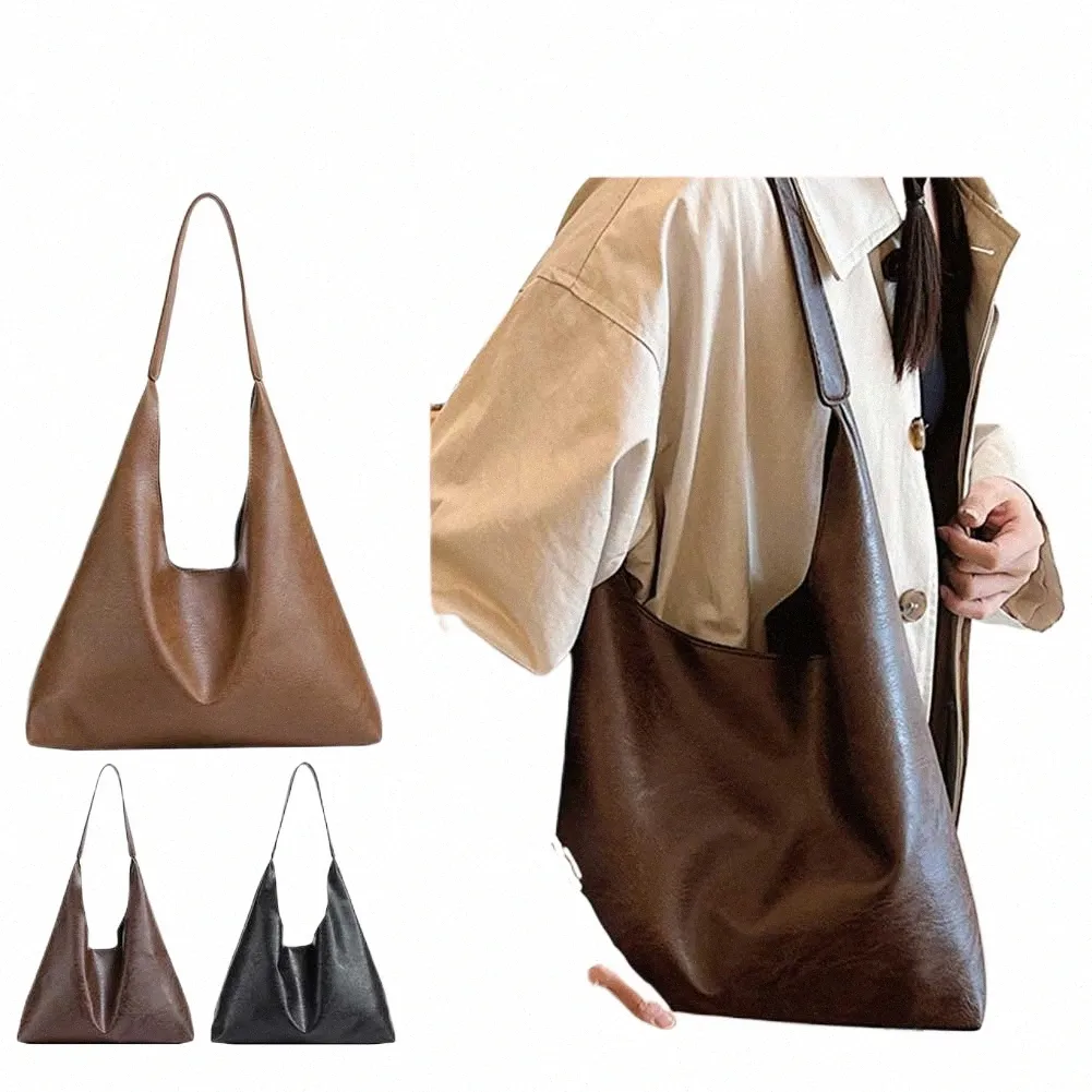 Soft Vegan Leather Tote Bag for Women Slouchy Hobo Bag with Hasp Closure for Casual Daily Use