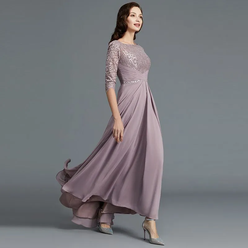 Elegant Mother Of The Bride Dresses A Line Chiffon Gown With Lace