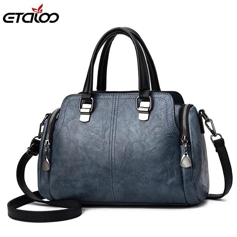 Women's Leather Top-Handle Handbag - Crossbody Shoulder Bag With Detachable Strap