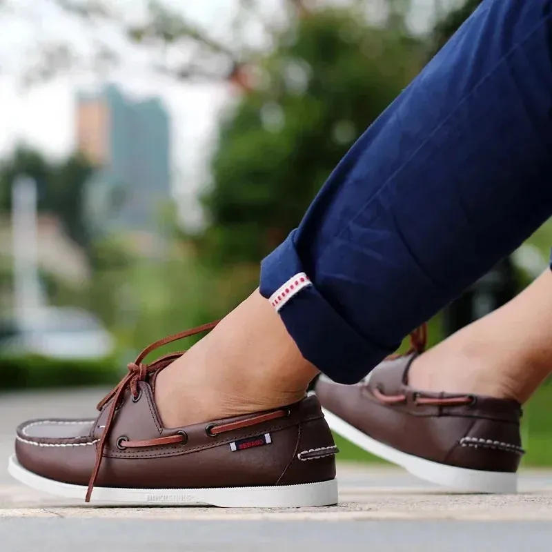 Classic Leather Boat Shoes for Men Office Wedding Dress Shoes