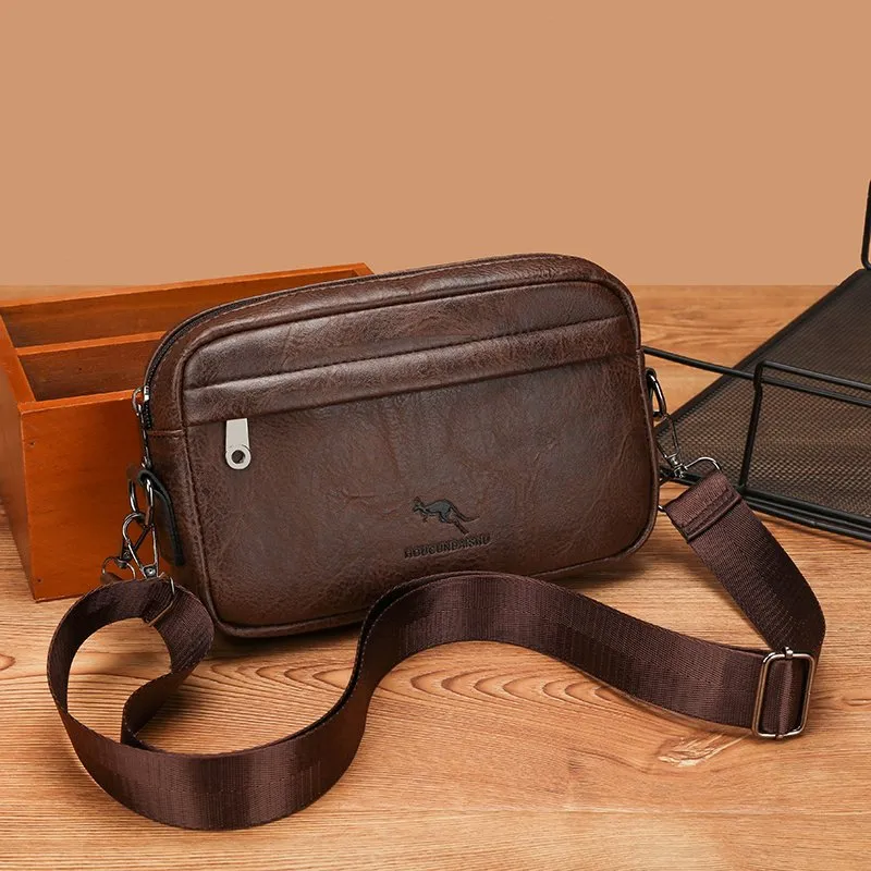 Leather Shoulder Messenger Handbag For Men Business Casual