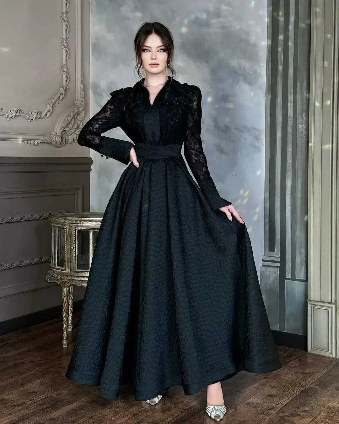 Runway Dresses Spring Medium Length Lapel Button Mesh Evening Dress French  Retro Long Sleeve High Waist Lace Patchwork Pleated Dress from Dhgate  Runway Dresses - price 16.93