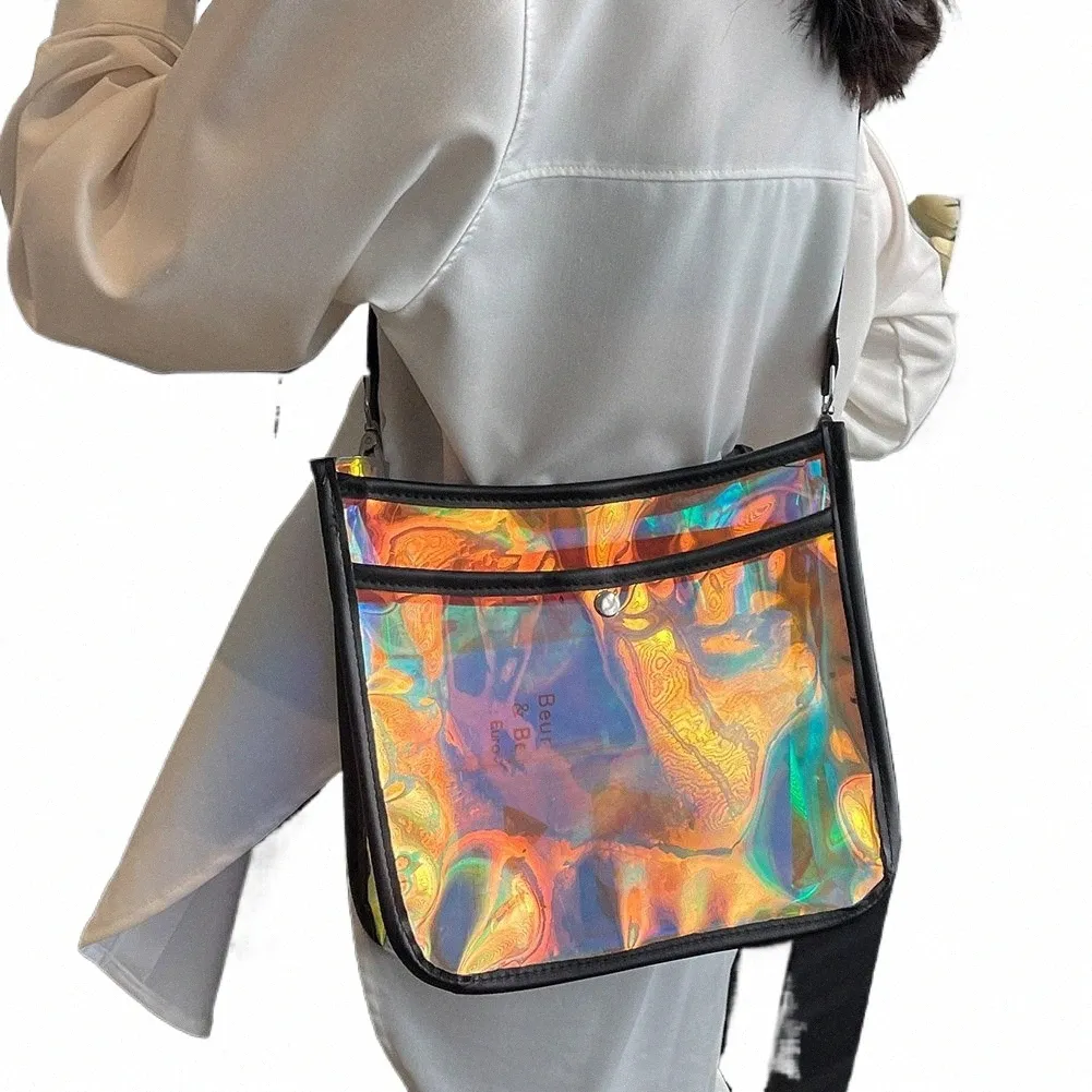 2024Crystal Transparent Laser Cut Satchel Bag for Women Colorful