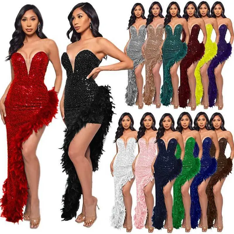 Fashion sexy shiny asymmetric strapless evening dress hot sale