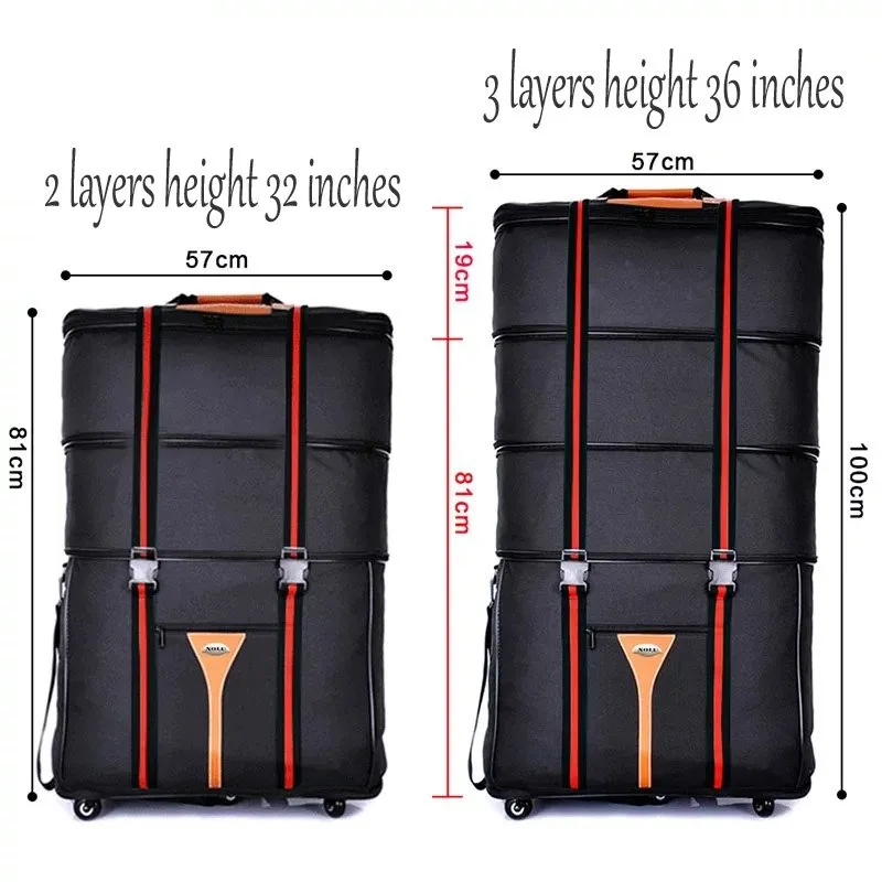 DHgate Oxford Rolling Duffle Luggage Suitcase for Travel Study and Moving Durable Foldable Large Capacity Trolley Bag Black Bags Luggage Accessories