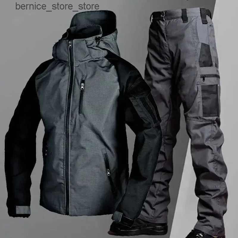 Military Tactical Waterproof Mens Mens Cargo Tracksuit Set