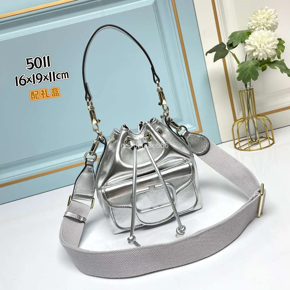 Designer Drawstring Leather Square Bag Shoulder Crossbody Small