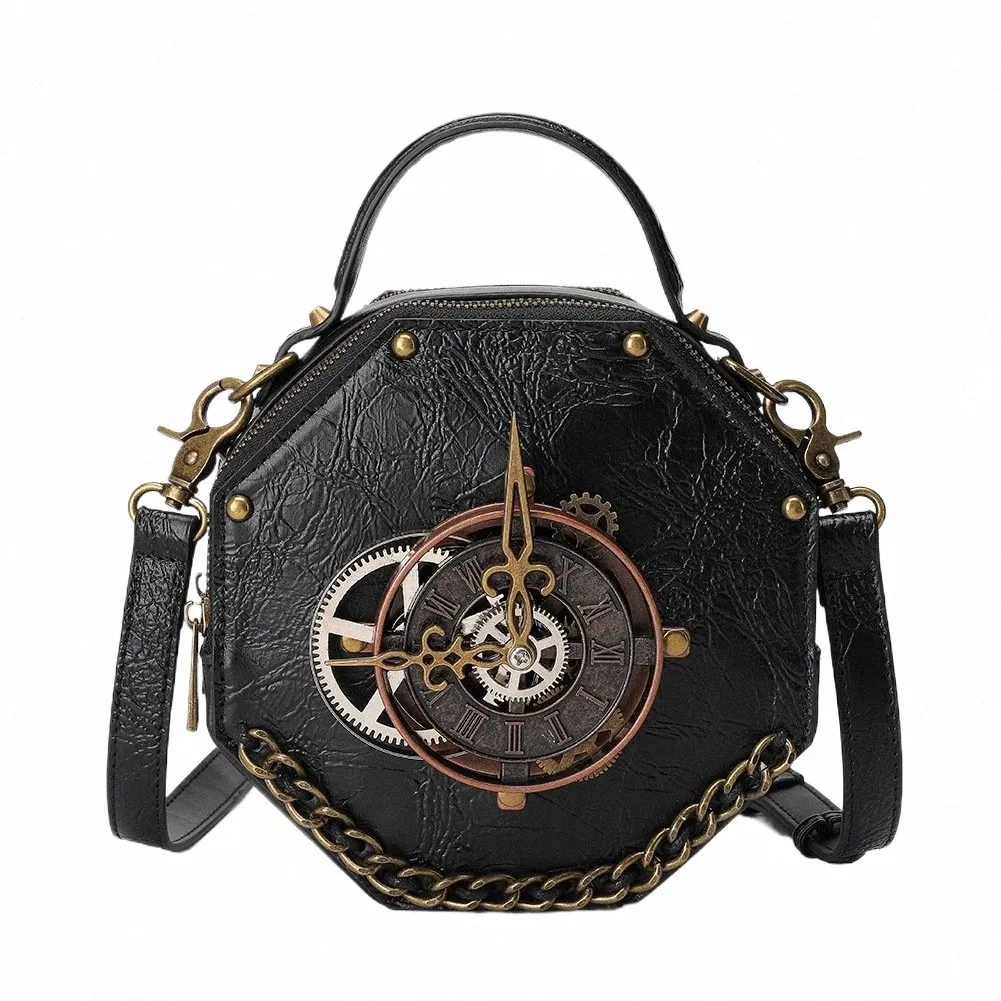Gothic Style Crossbody Bag Vintage Shoulder Purse with Rivet