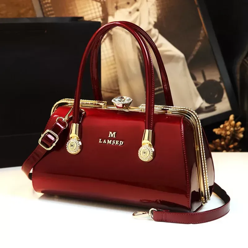 Rullar Women Top Handle Purse Satchel Patent PU...