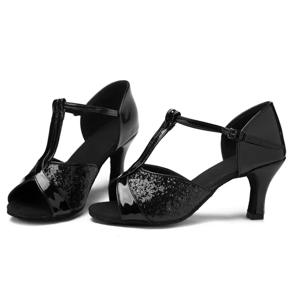 HROYL Dance For Girls Ladies Womens Ballroom Tango Salsa Dancing Latin Medium Heels Practice Training Shoes 240617_vogvips.com