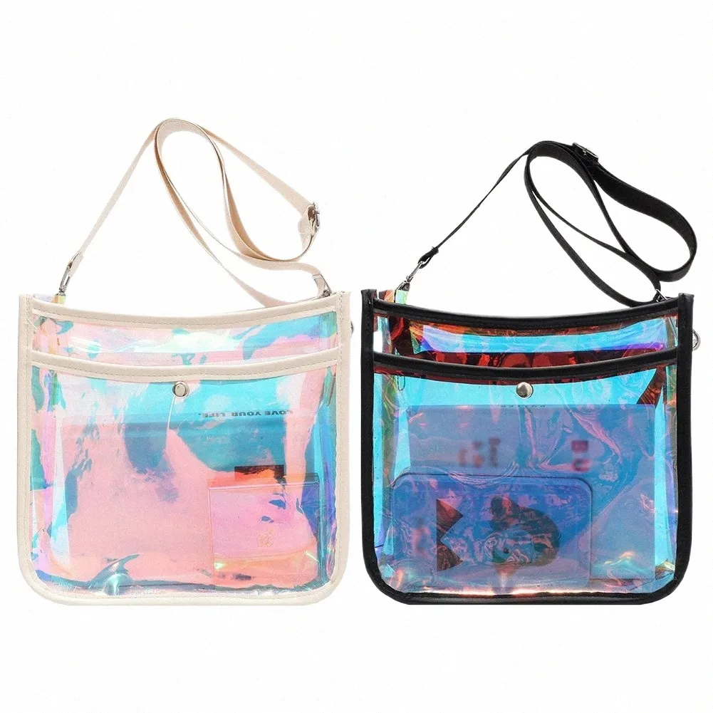 2024Trendy Transparent Laser Holographic Clutch Bag, PVC Plastic