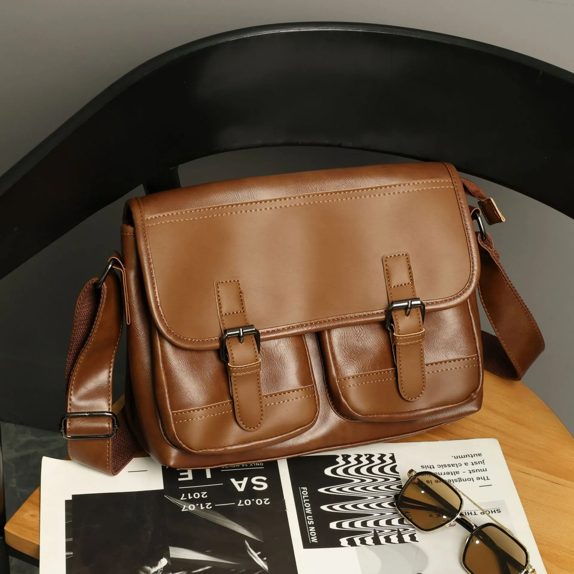 Genuine Leather Messenger Bag for Men Stylish Unisex Crossbody Sling Bag for iPads