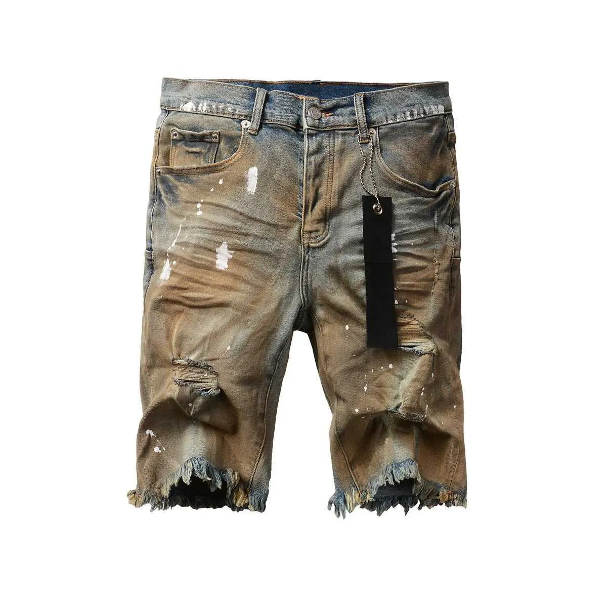 Pantaloncini in denim strappati e rovinati, alla moda, stile High Street, comodi e resistenti, unisex, per l'abbigliamento casual estivo, unici e sfilacciati._voghion.com