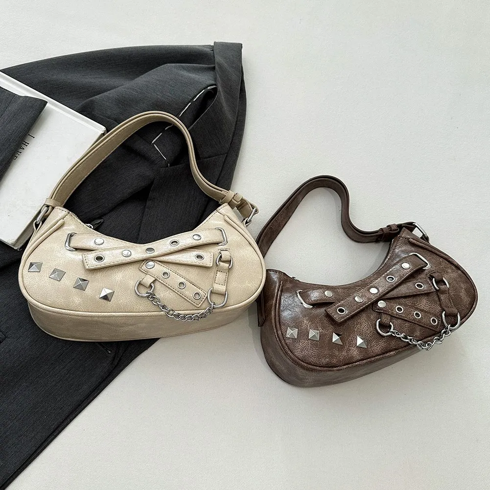 【Y2K】archive leather shoulder bag studs Amazon.com: ALINUOYQ Studded Shoulder Bag Y2k Purse for