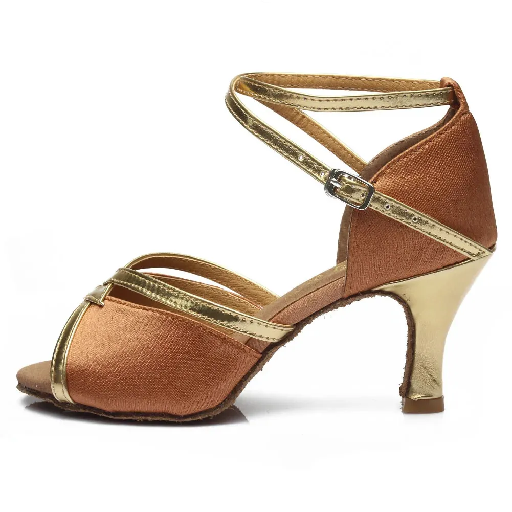 HROYL Dance For Girls Ladies Womens Ballroom Tango Salsa Dancing Latin Medium Heels Practice Training Shoes 240617_vogvips.com