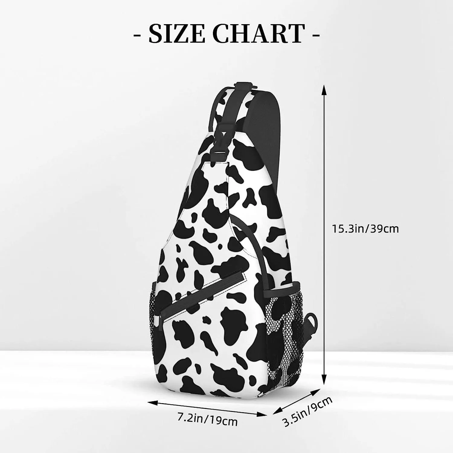 Cow Print Sling Bag Crossbody Adjustable Lightweight Chest 