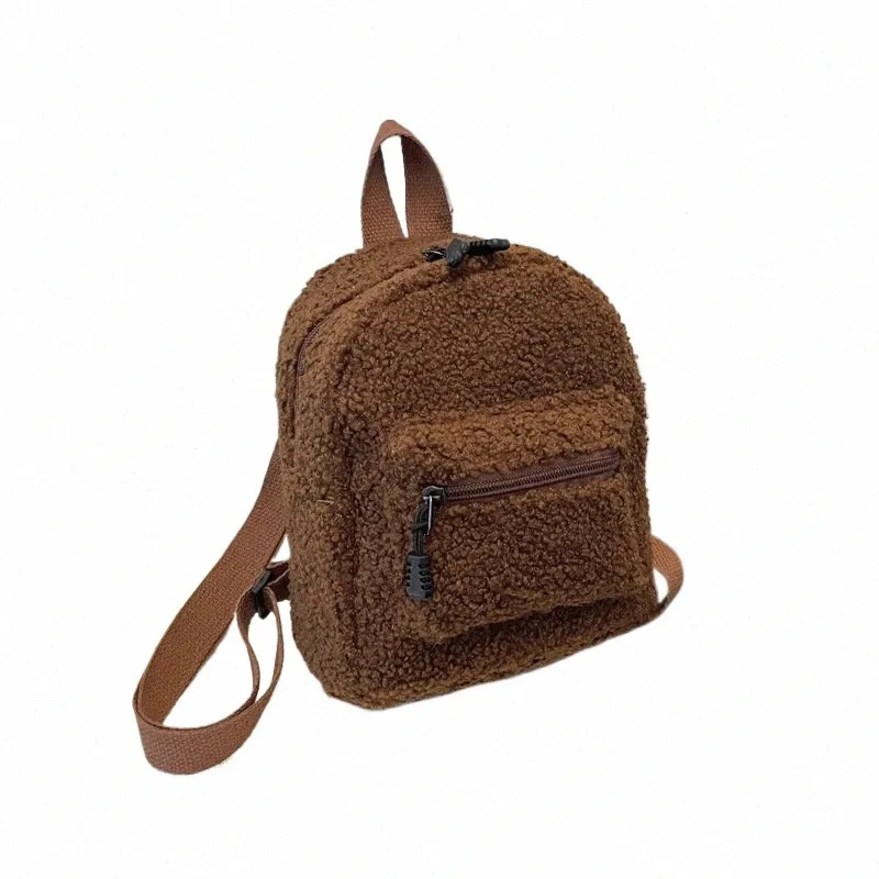 DHgate Plush Faux Fur Mini Backpack for Women Soft Fluffy Winter Girls School Bag Bags Luggage Accessories