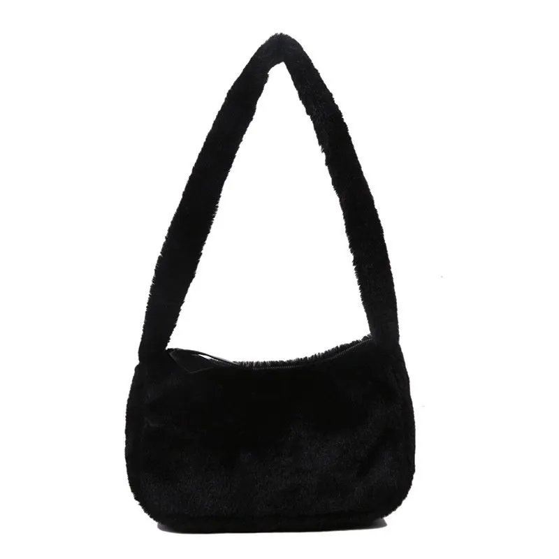 DHgate Plush Fuzzy Womens Crossbody Bag Vintage Soft Faux Fur Underarm Purse for Travel 66UV Bags Luggage Accessories