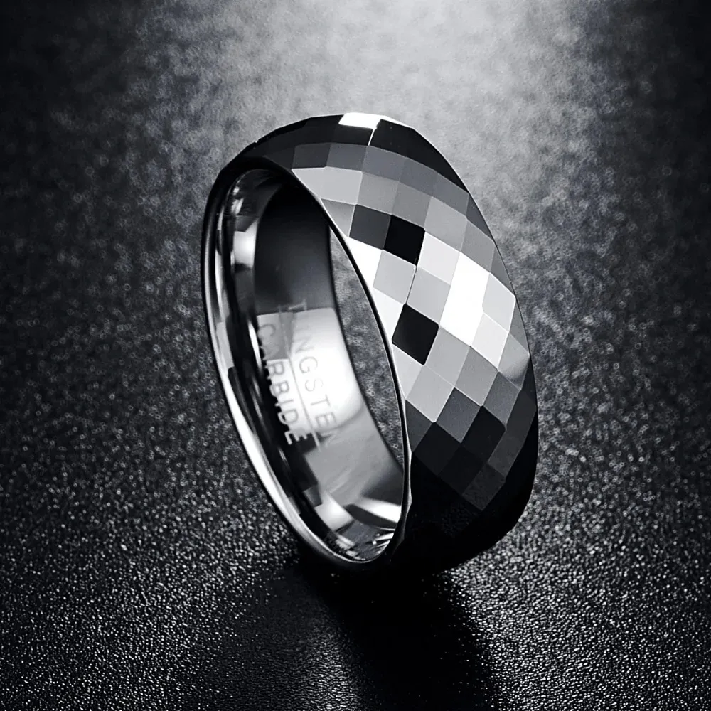 NUNCAD Mens Tungsten Carbide Wedding Redbone Band 7.5mm High Polished Domed Multi Faceted Comfort Redbone Band In Sizes 7 12 240618 From Tie05 7.27 DHgate.Com