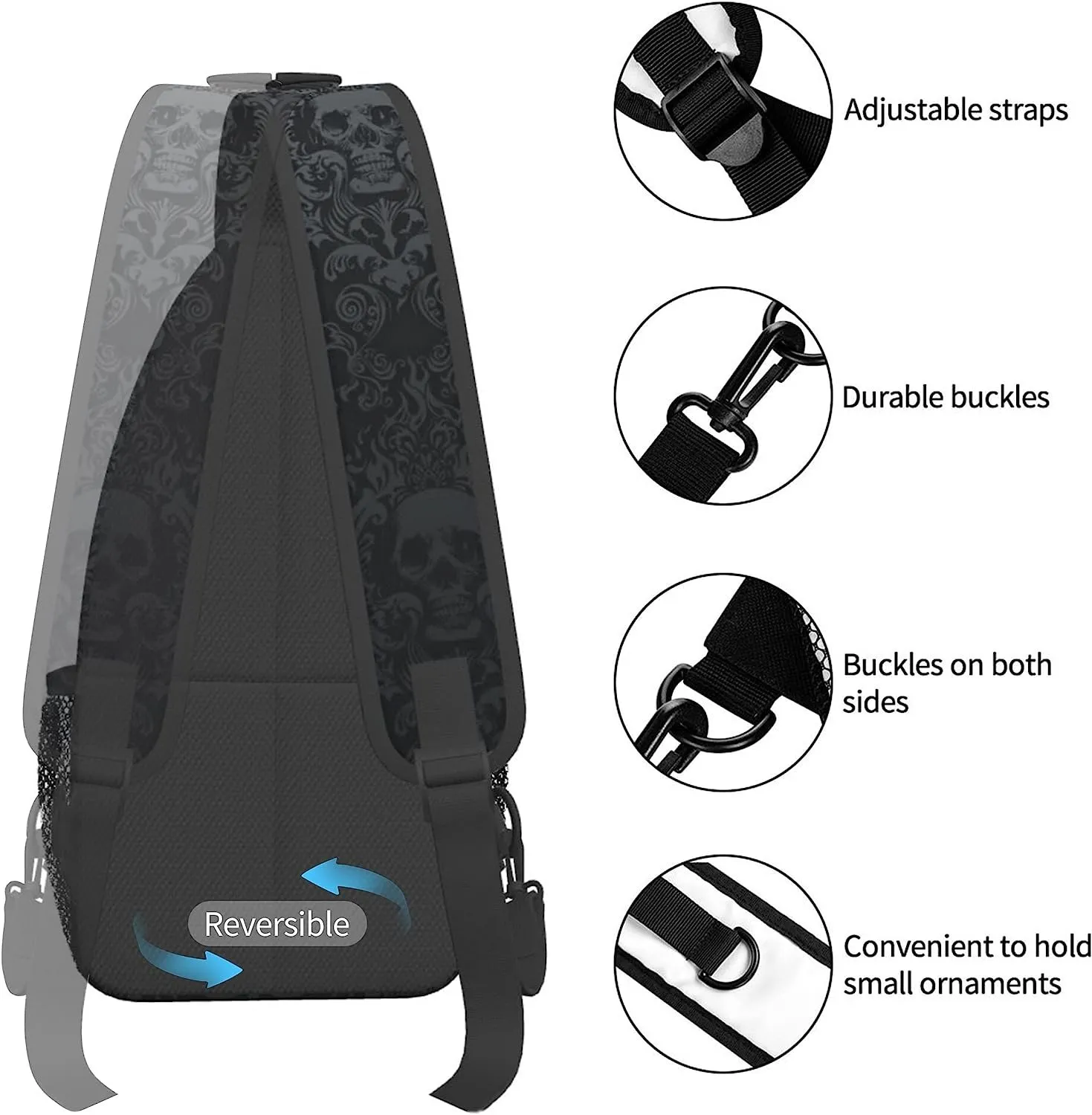 Skull Sling Bag - Gothic Crossbody Backpack for Men & Women 