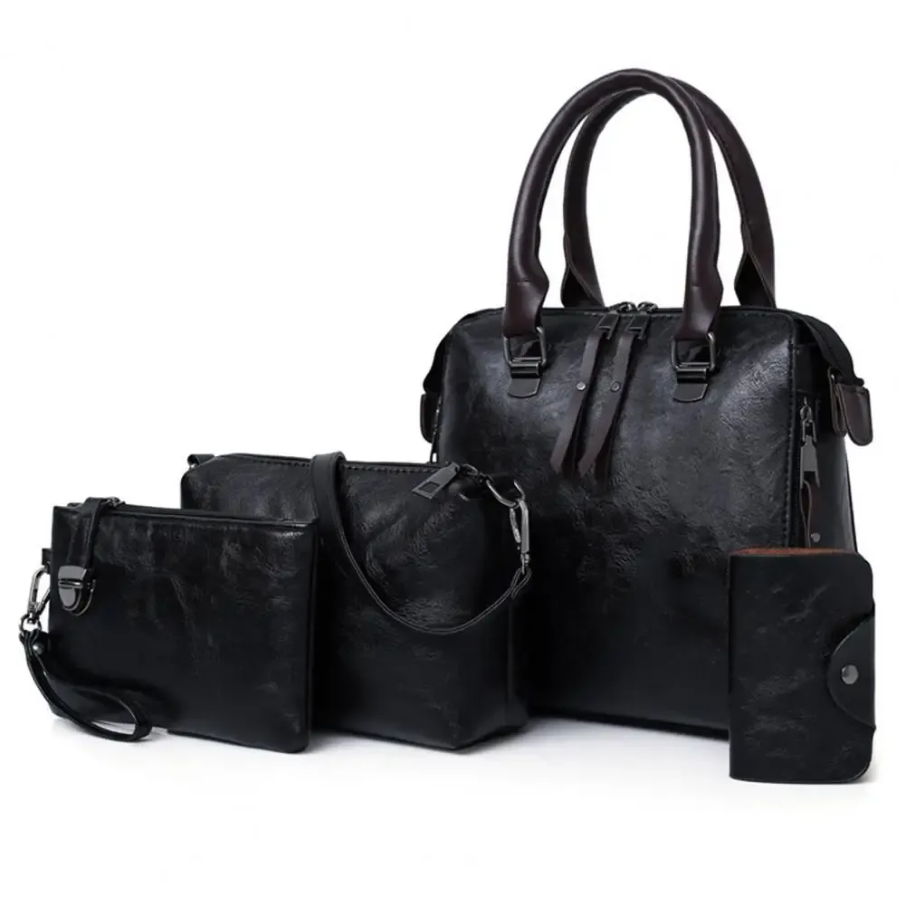 未使用多数 4点セットFAUX LEATHER SHOULDER BAGその他 4-Piece Womens Faux Leather Handbag Set - Large Capacity
