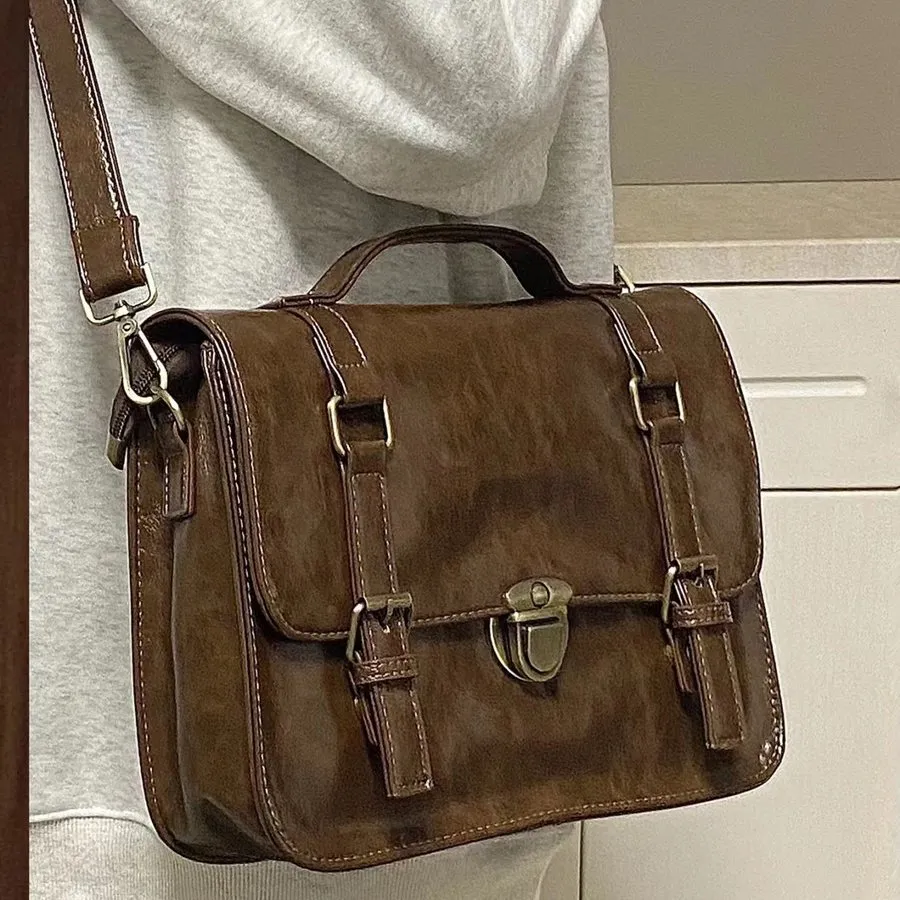 Vintage Postman Bag : Large PU Leather Crossbody, British