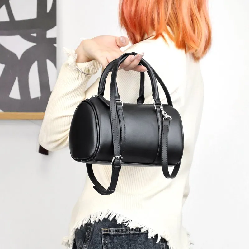 バッグ vintage leather hand bag HarlowII_VintageBlackLeather_1