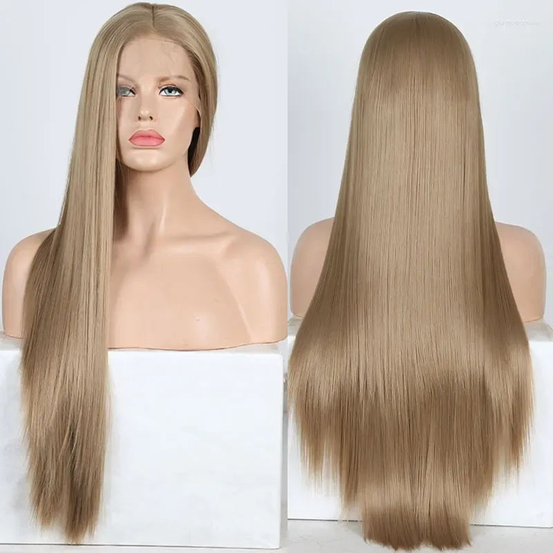 Light Brown Synthetic Lace Front Wig with Silky Straight  display picture 2