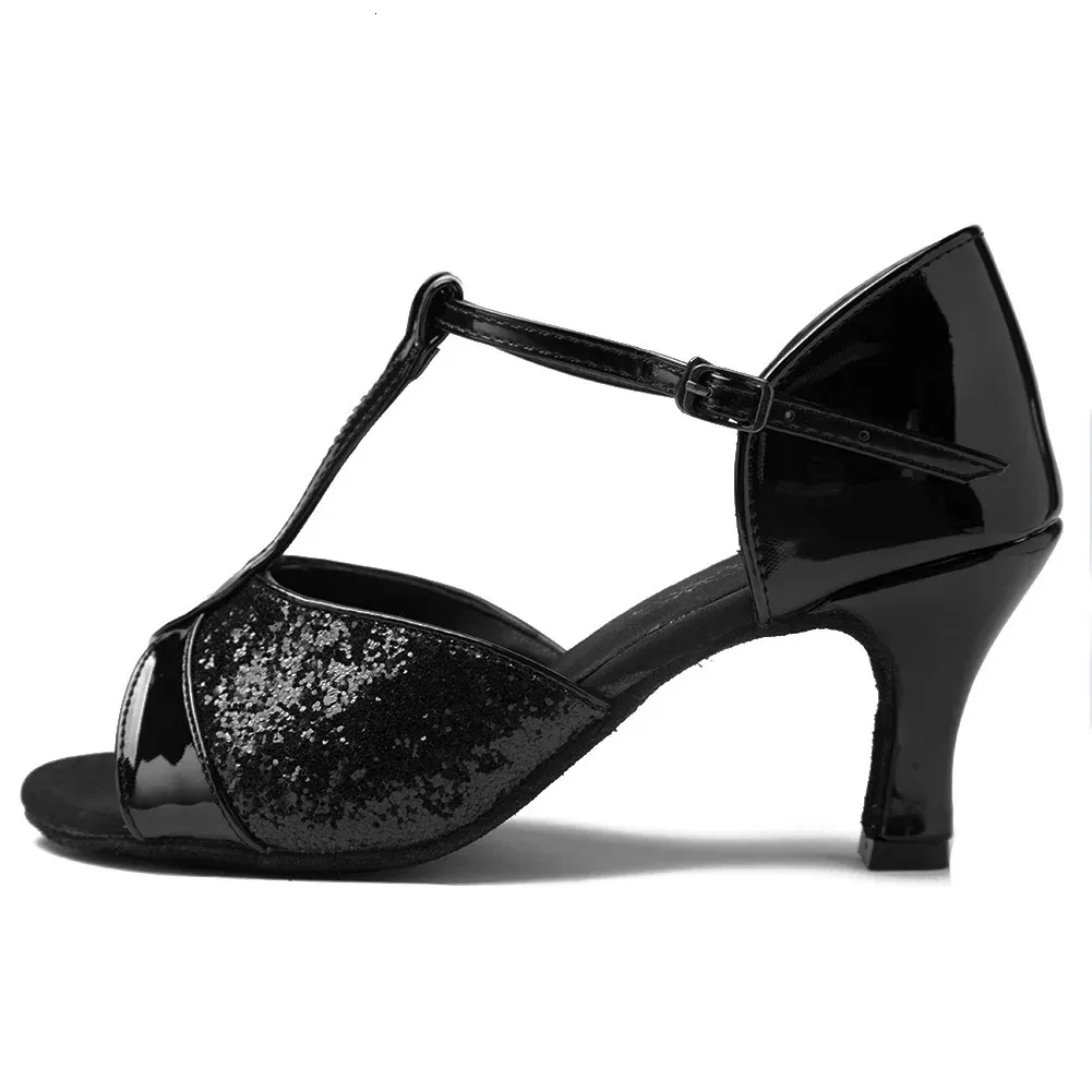 HROYL Dance For Girls Ladies Womens Ballroom Tango Salsa Dancing Latin Medium Heels Practice Training Shoes 240617_vogvips.com