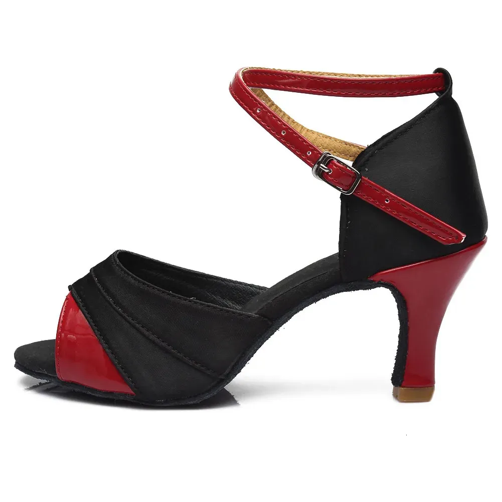 HROYL Dance For Girls Ladies Womens Ballroom Tango Salsa Dancing Latin Medium Heels Practice Training Shoes 240617_vogvips.com