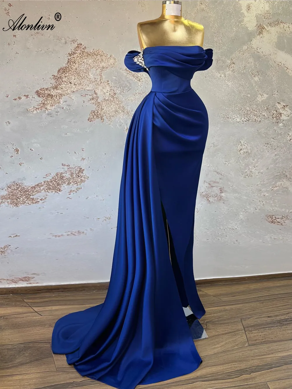 fitted lace wedding dress Ever-Pretty Chiffon Long Sleeve Empire Waist Maxi Formal Dress with Pleated Detailing