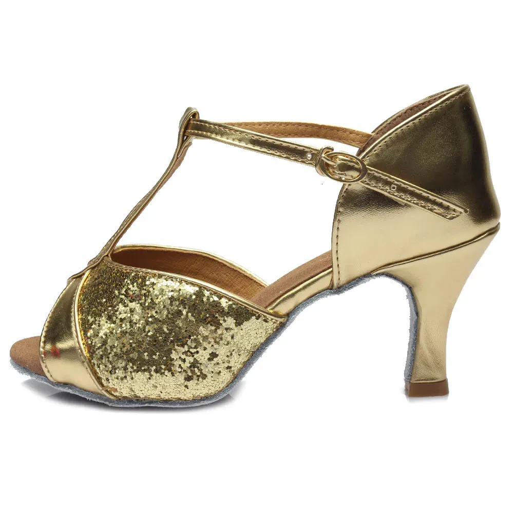 HROYL Dance For Girls Ladies Womens Ballroom Tango Salsa Dancing Latin Medium Heels Practice Training Shoes 240617_vogvips.com
