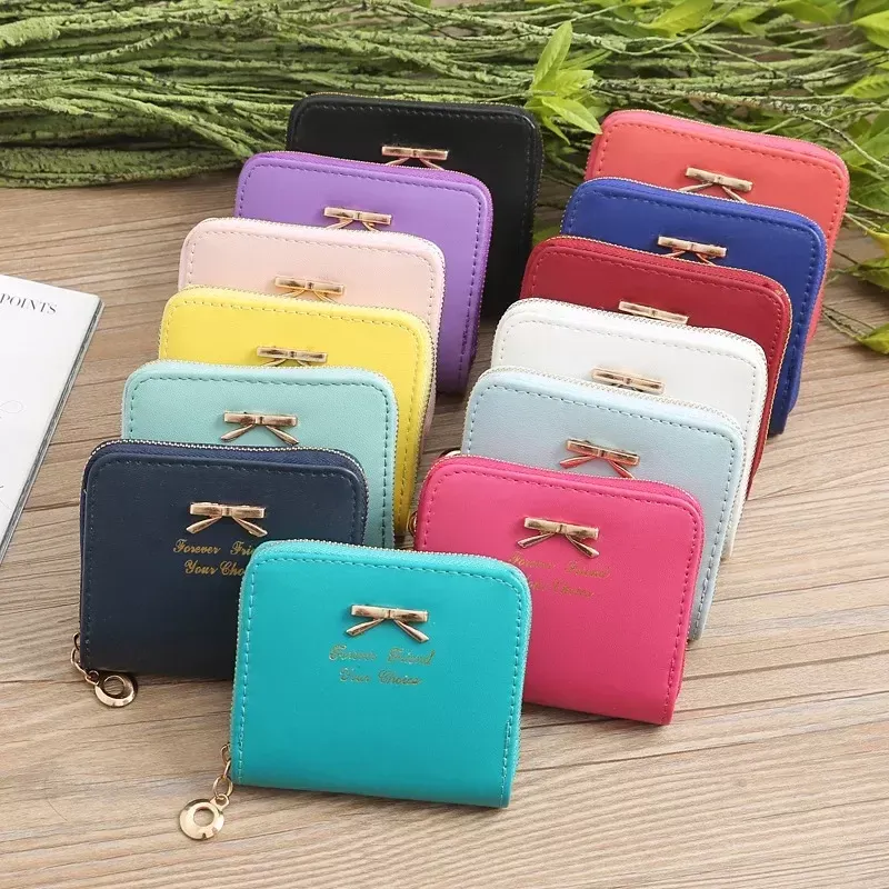 DHgate.com:Vibrant Candy Bow Leather Wallet with Zipper for DHgate.com:Vibrant Candy Bow Leather Wallet with Zipper for