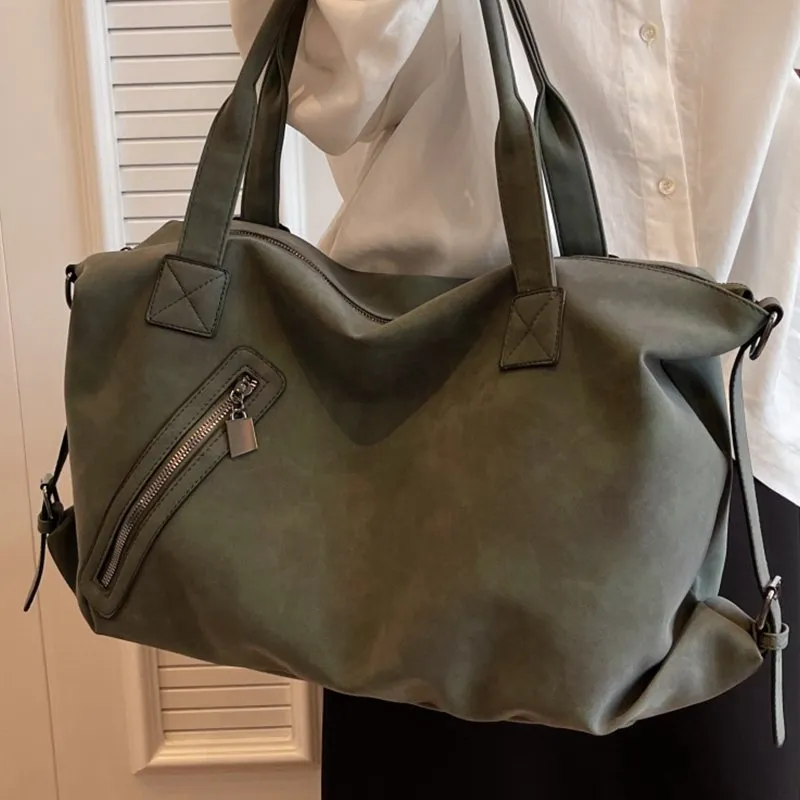 DHgate Womens Green Suede Crossbody Bag Large Vintage Nubuck Leather Travel Satchel Bags Luggage Accessories