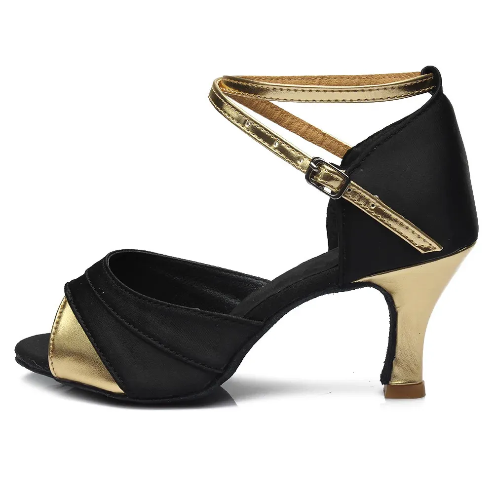 HROYL Dance For Girls Ladies Womens Ballroom Tango Salsa Dancing Latin Medium Heels Practice Training Shoes 240617_vogvips.com